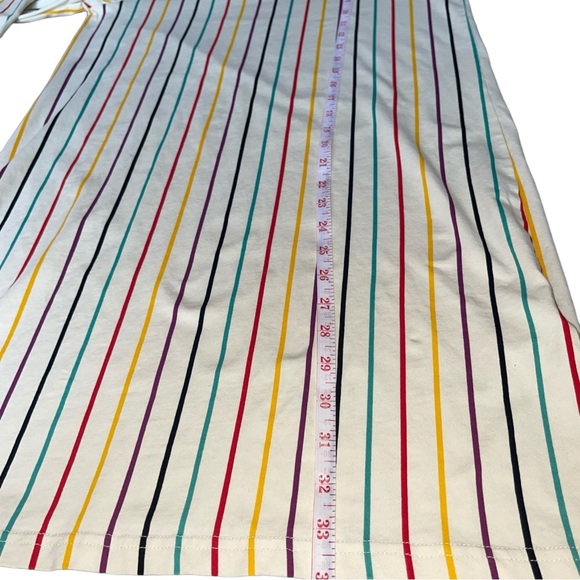 🔥4 for $75🔥Organic Cotton Turtleneck Tunic Dress Cream Rainbow Stripes Size XS - Picture 9 of 10